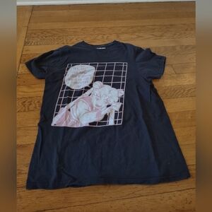 LookHuman Sailor Moon Graphic Tee Small Navy Anime Funny Quote Y2K